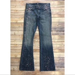 7 For All Mankind Paint Splatter Bootcut A-Jeans